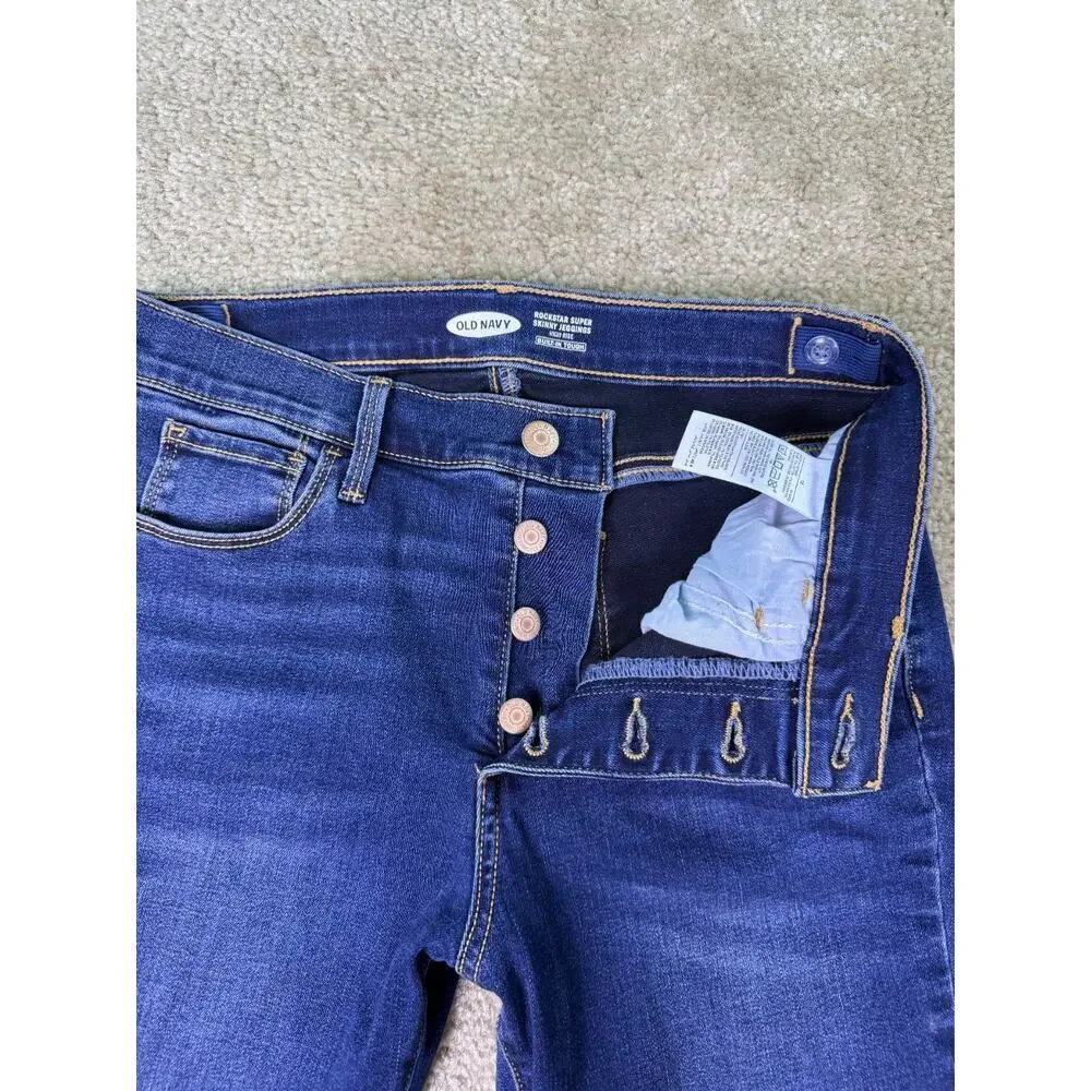 Old Navy Girls Rockstar Super Skinny Jeggings High Rise Blue Jeans Size 16 C332